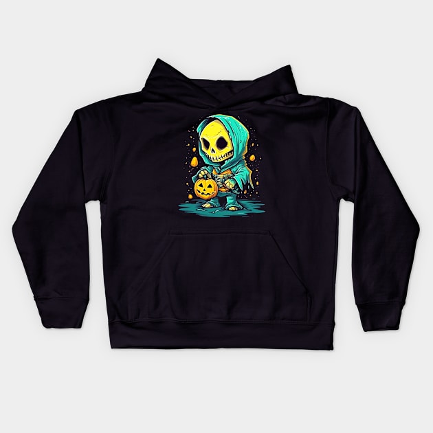 Eerie Halloween Ghoul Art - Spooky Season Delight Kids Hoodie by Captain Peter Designs